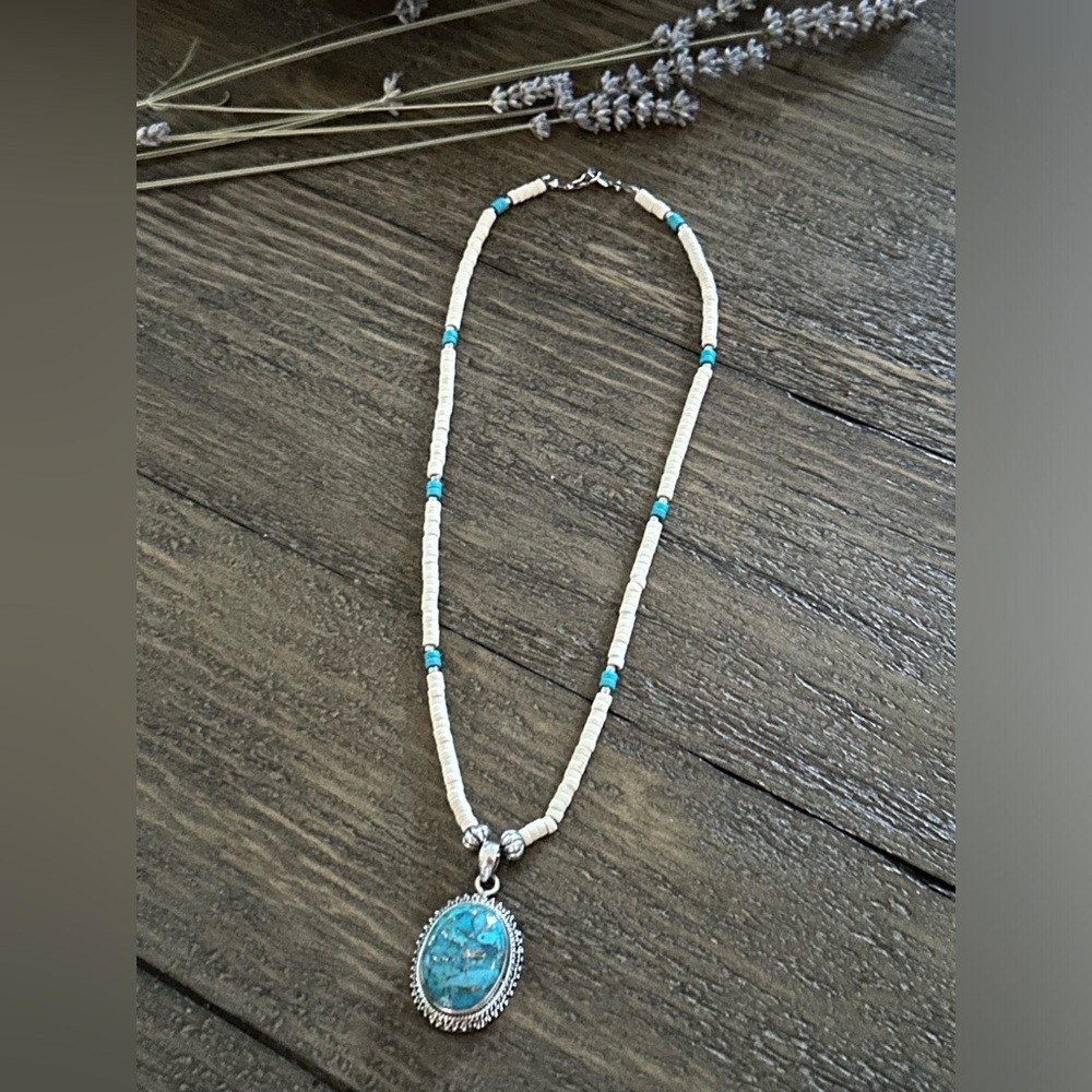 White Coral Beads Kingsman Pendant Turquoise Necklace